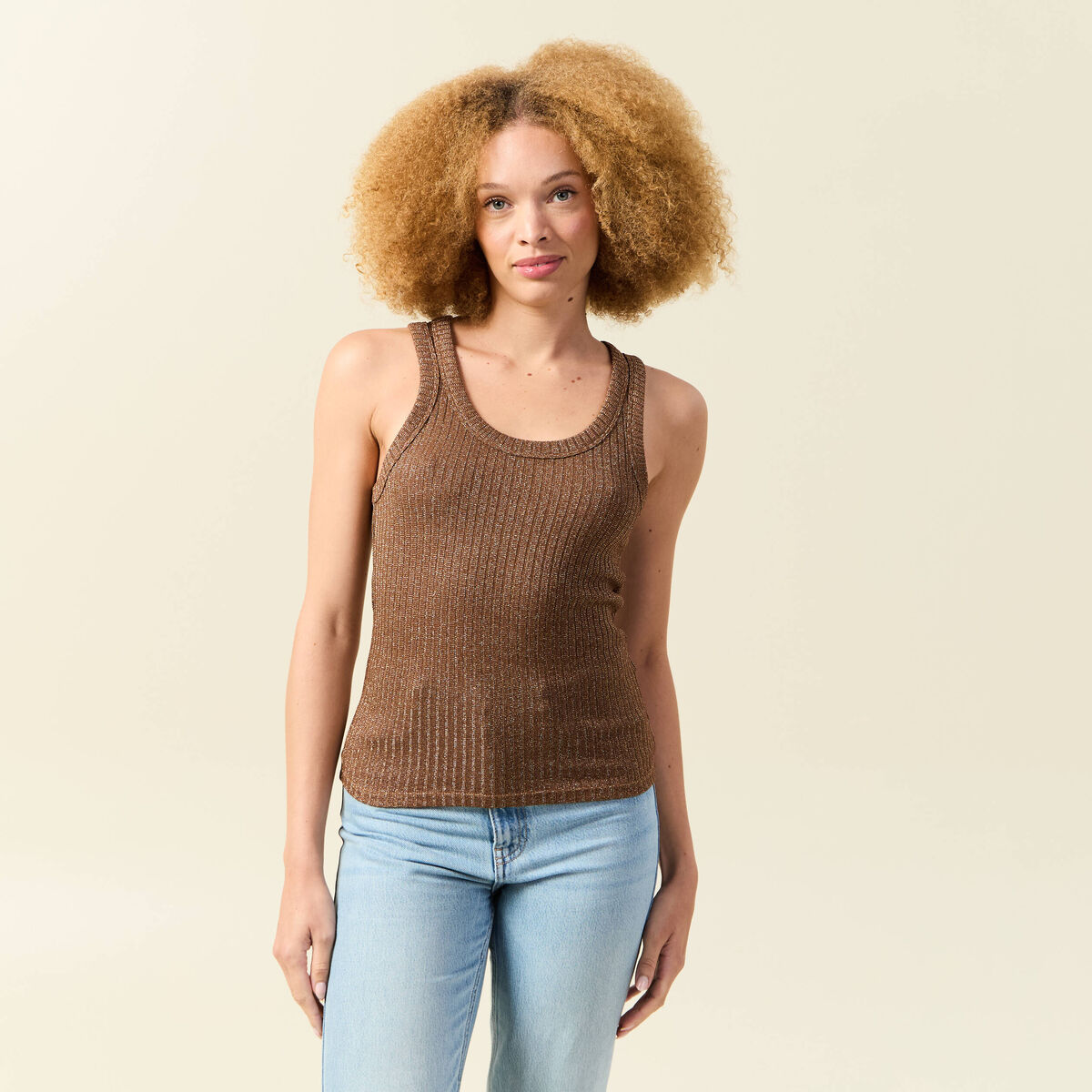 Débardeur sans manches marron foncé femme