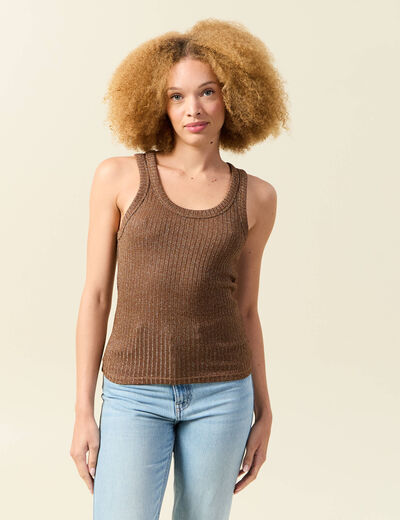 Débardeur sans manches marron foncé femme
