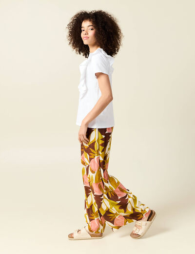T-shirt en coton manches courtes blanc femme