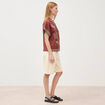 Chemise ample manches courtes marron cognac femme