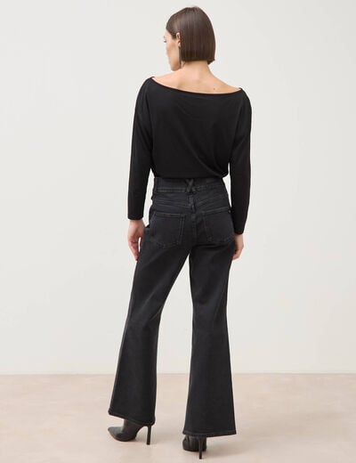 Jeans bootcut taille haute denim gris femme
