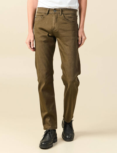 Jeans straight longueur 32 denim taupe homme
