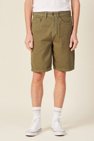 Bermuda large 5 poches vert kaki homme