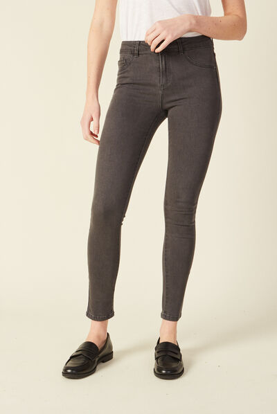 Jeans skinny 7/8ème gris foncé femme