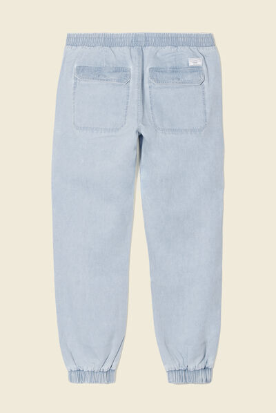 Jeans battle taille élastiquée denim bleach homme