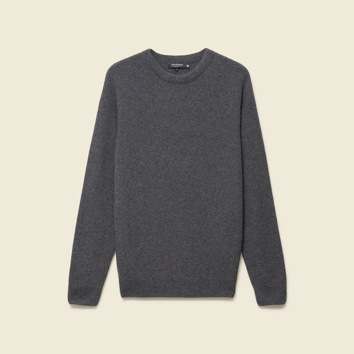 Pull manches longues fabriqu&eacute; en France gris fonc&eacute; homme