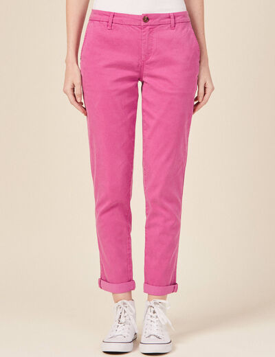 Pantalon chino Instinct rose framboise femme
