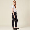 Pantalon carotte ceinturé bleu marine femme