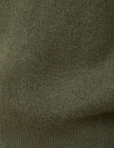 Pull droit col rond manches longues vert kaki homme