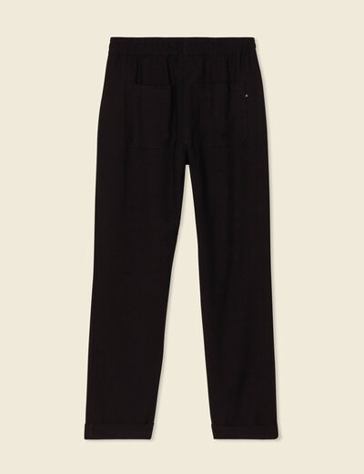 Pantalon droit à coulisse noir femme