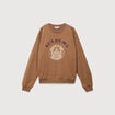 Sweat col rond manches longues marron femme