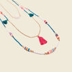 Collier multirangs multicolore femme