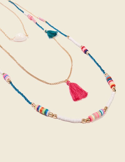 Collier multirangs multicolore femme