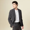 Blazer manches longues col tailleur gris fonc&eacute; homme