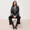 Blouson manches longues similicuir noir femme