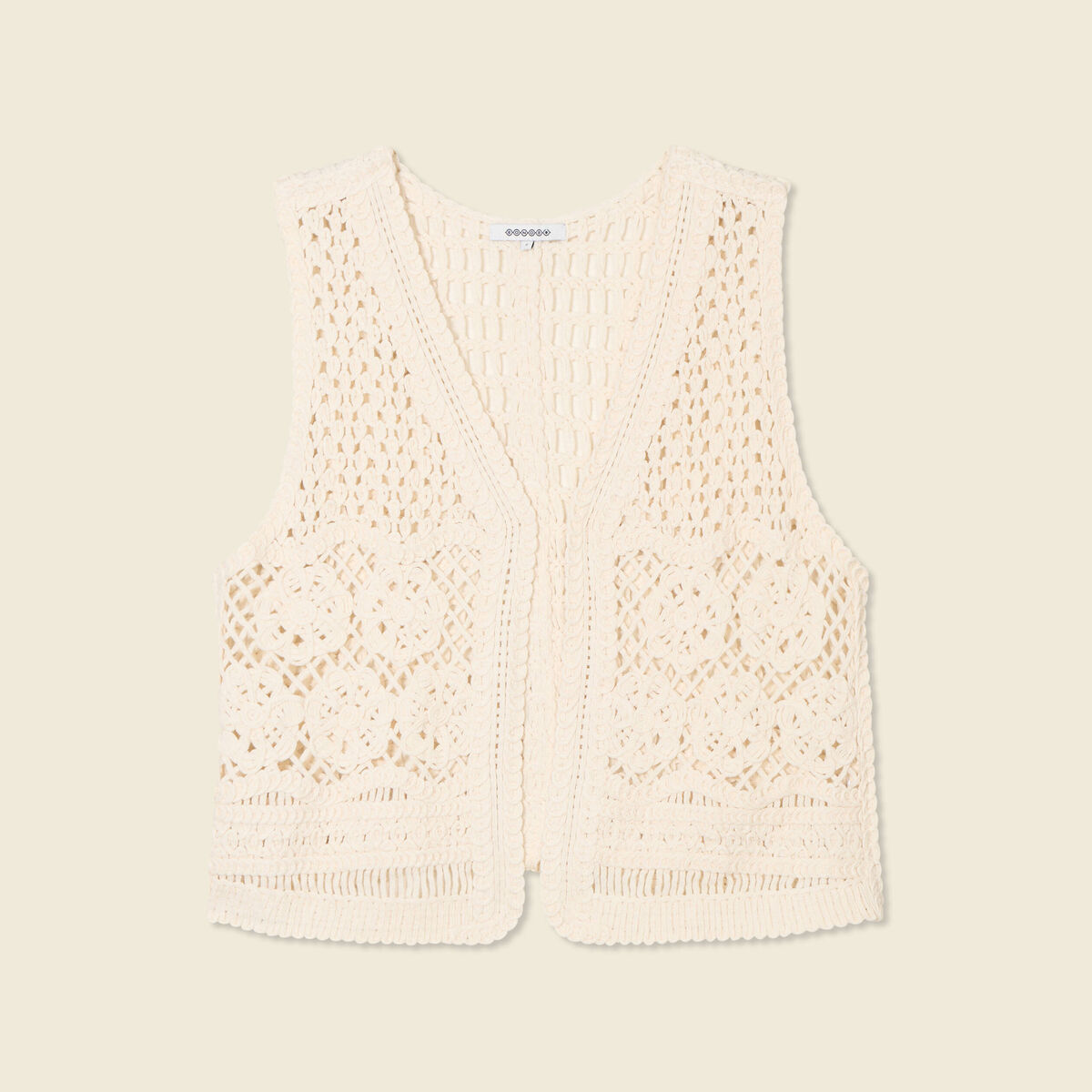 Gilet sans manches ecru femme