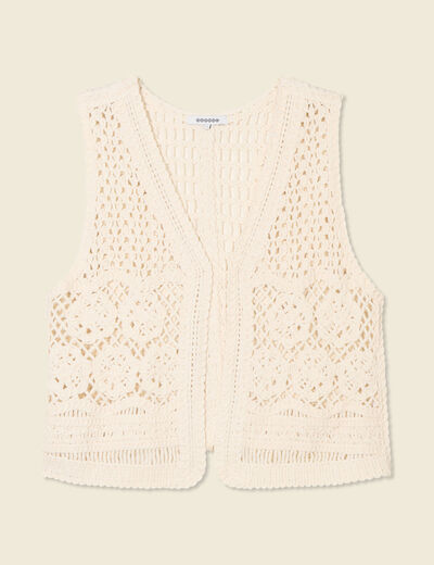 Gilet sans manches ecru femme