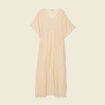 Robe longue empire col en V creme femme