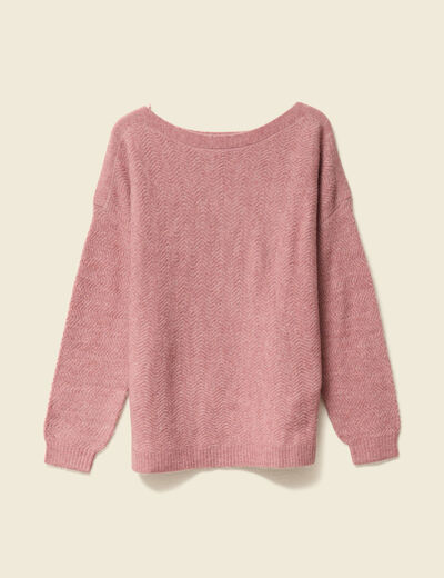 Pull manches longues rose pastel femme