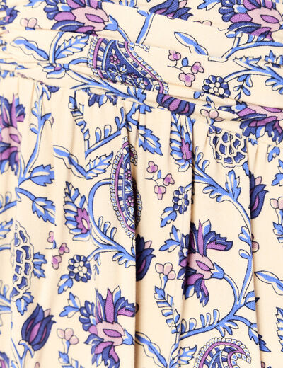 Robe col V manches longues bleu femme