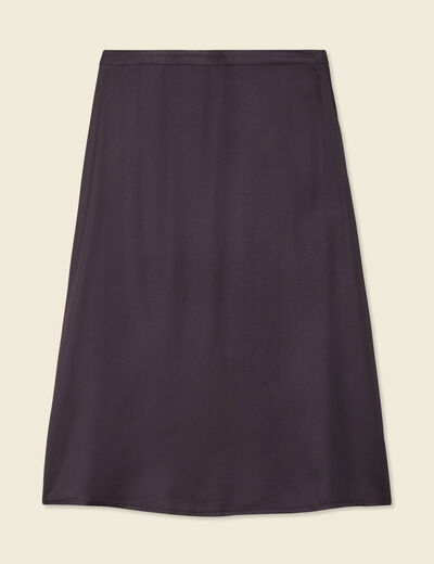 Jupe midi droite satin gris foncé femme