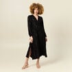 Robe longue évasée fluide noir femme