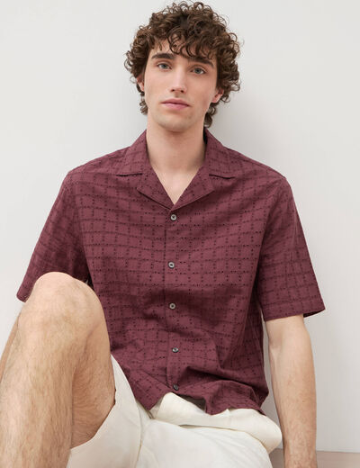 Chemise boyfriend en coton avec broderie prune homme