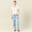 Blouse manches courtes blanc femme