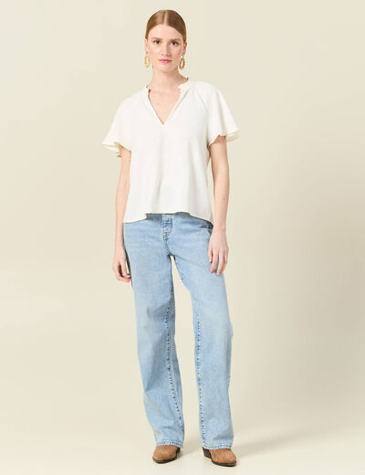 Blouse manches courtes blanc femme