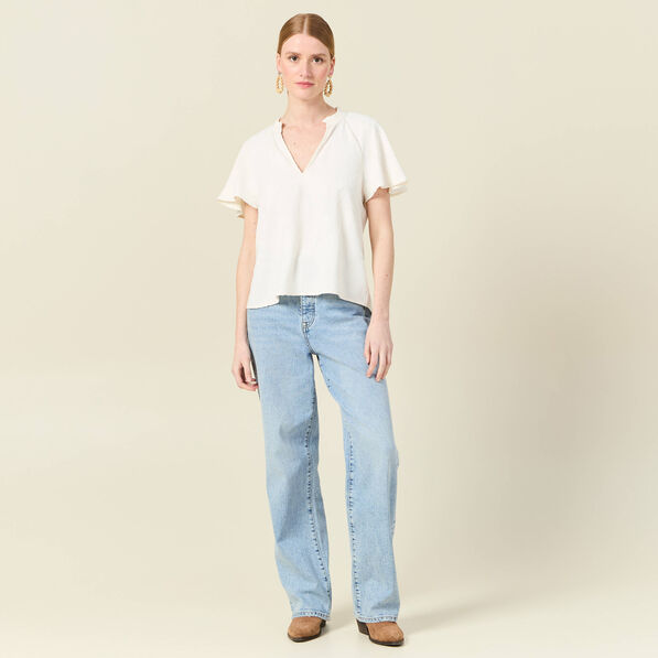 Blouse manches courtes blanc femme