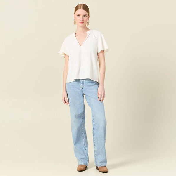 blouse manches courtes blanc femme Blouse manches courtes blanc femme