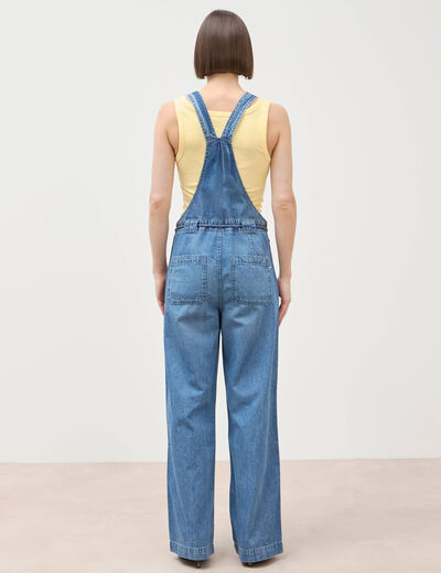 Salopette loose en jeans denim bleach femme