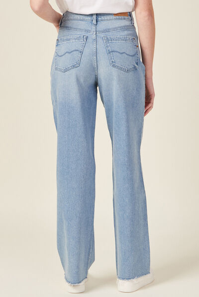 Jeans large déchiré denim bleach femme