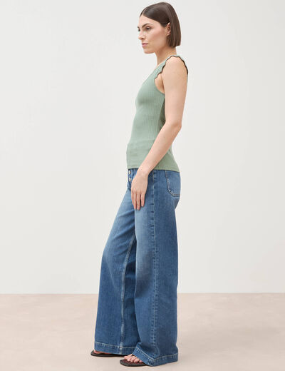 D&eacute;bardeur bretelles larges vert kaki femme