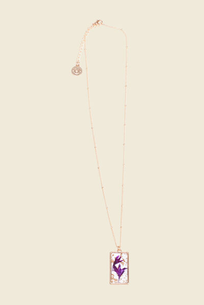 Collier pendentif en résine couleur or femme