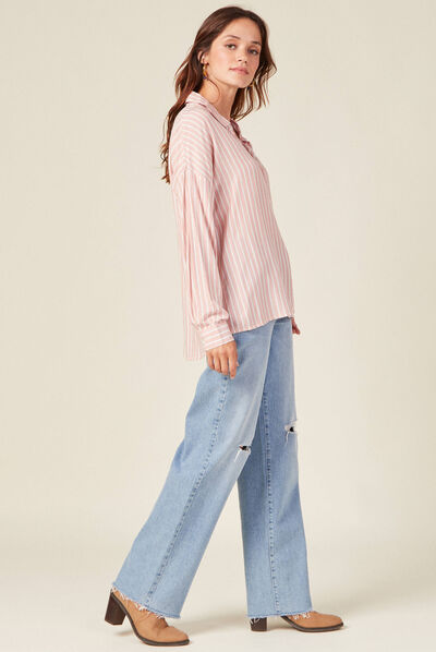 Chemise manches longues rouge clair femme