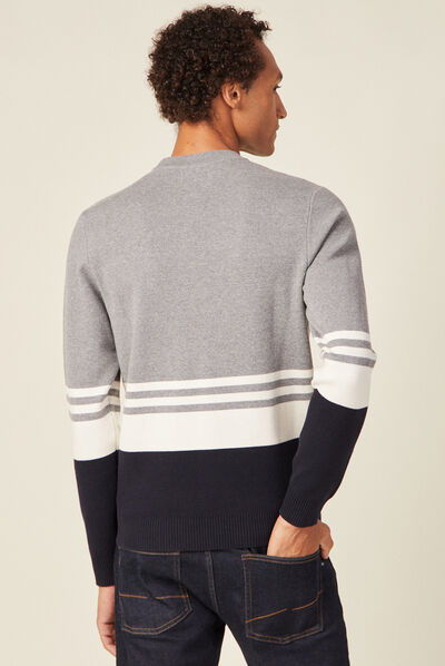 Pull col rond éco-resposnable gris foncé homme