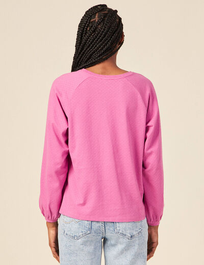 T-shirt manches longues rose framboise femme