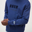 Sweat droit col rond brod&eacute; en coton bleu fonc&eacute; homme