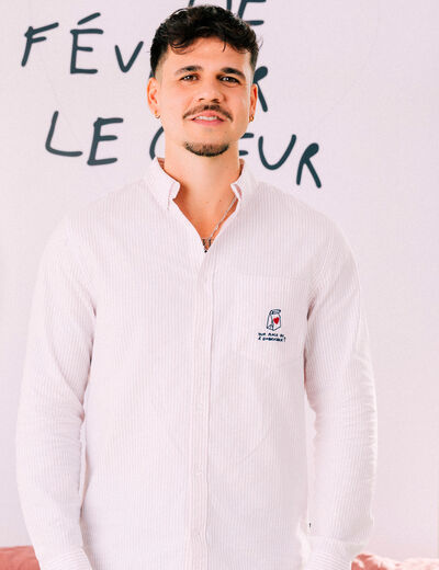Chemise droite en coton rose poudr&eacute;e homme
