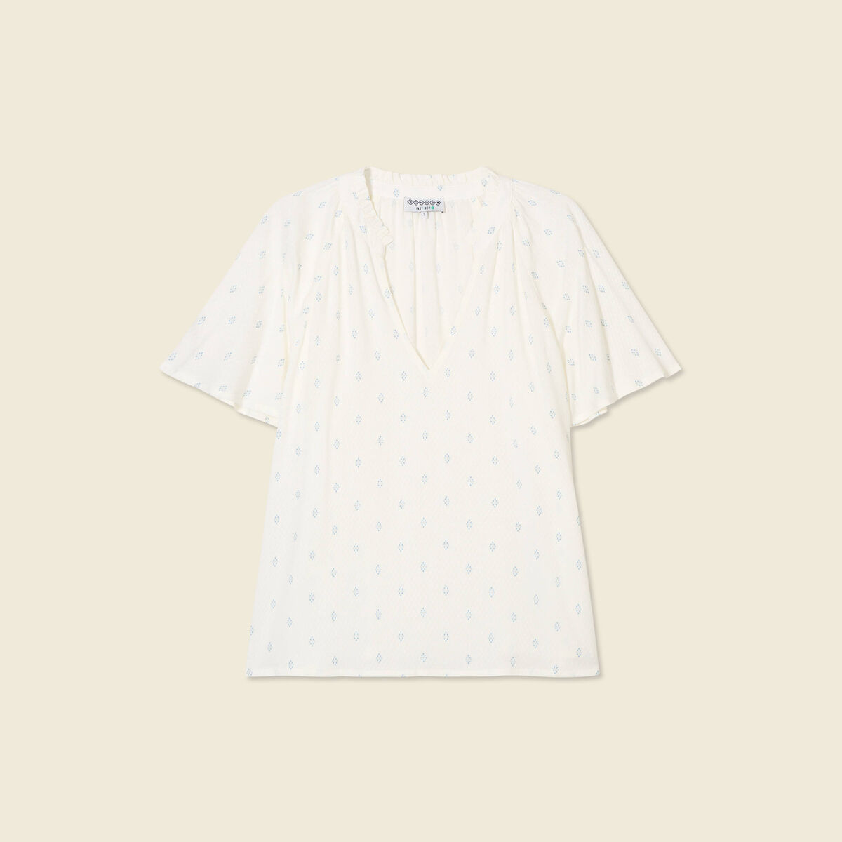Blouse manches courtes bleu ciel femme
