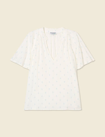 Blouse manches courtes bleu ciel femme