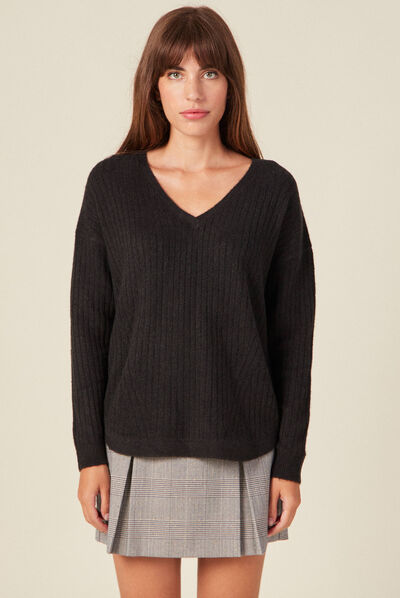 Pull éco-responsable noir femme