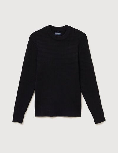 Pull col rond manches longues noir homme