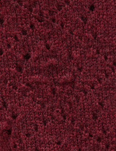 Gilet manches longues col rond bordeaux femme