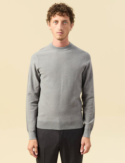 Pull col rond manches longues gris homme