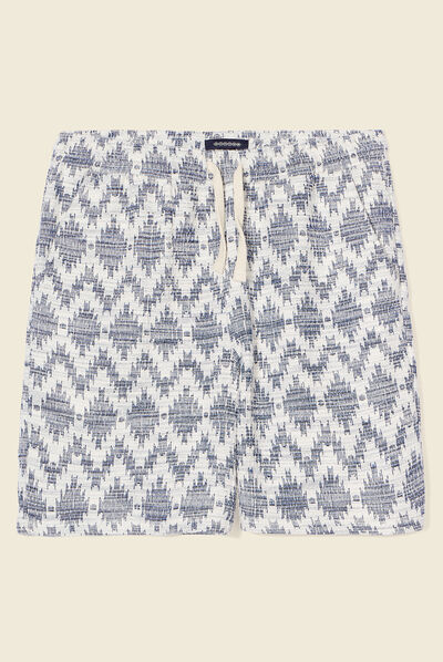 Bermuda droit taille nouée bleu foncé homme