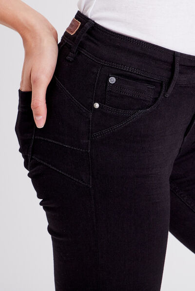 Jeans slim push up 7/8ème denim noir femme
