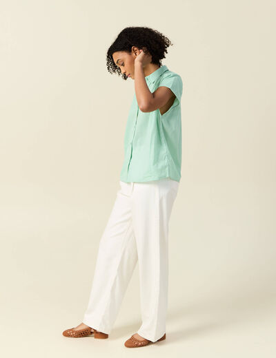 Blouse manches courtes vert clair femme