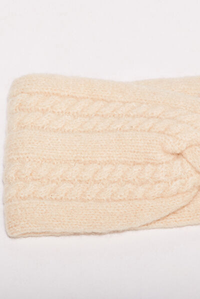 Bandeau tricoté creme femme